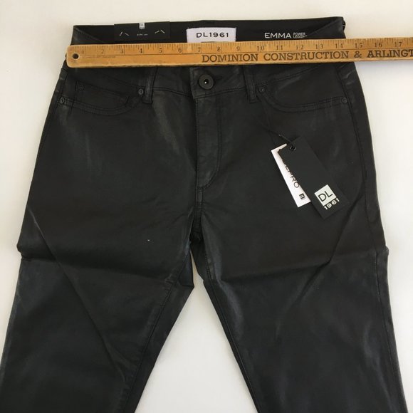 DL1961 Emma Power Legging Black Waxed Jeans 29 - Picture 9 of 11